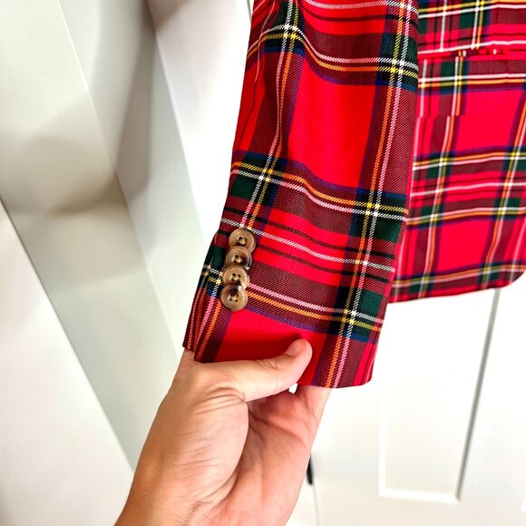 Biltmore Tartan Plaid 100% Wool Men's 2-Button Blazer Holiday Classic Size 40L - Picture 2 of 5